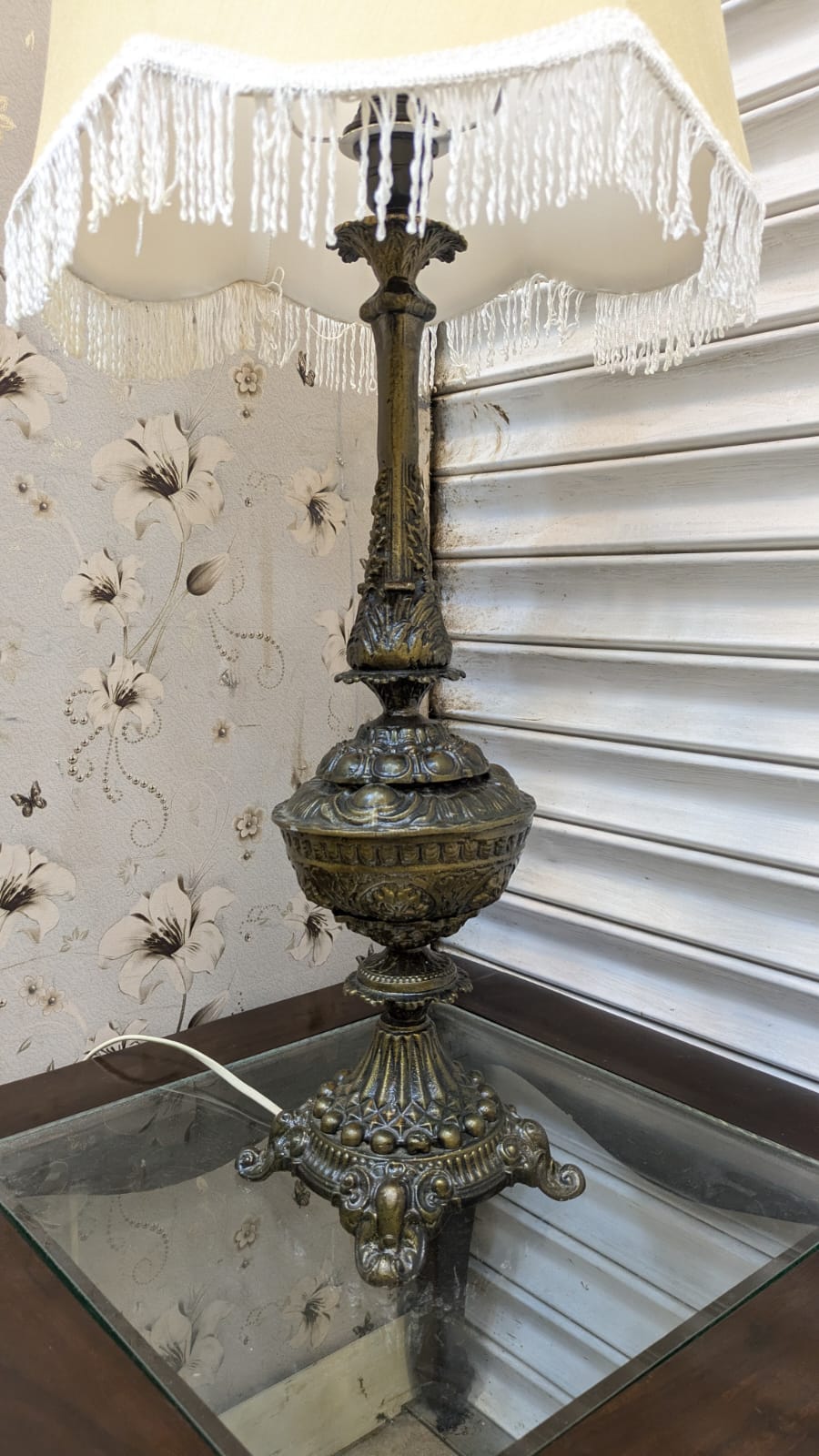 Imported Vintage Pure Silver Table Lamp