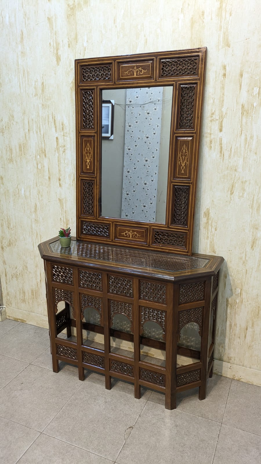 Console with Wall Mounted Mirror