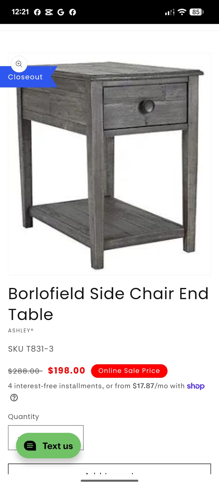 Imported American Ashley Furniture borlofeild Pair of Corner Table