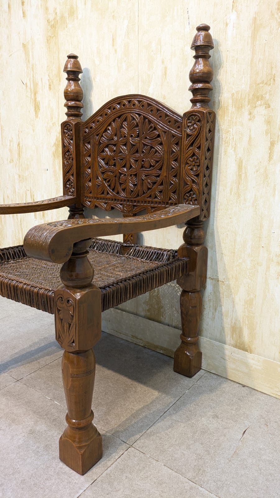 Antique solid Burma teak Peerah Chair Pair