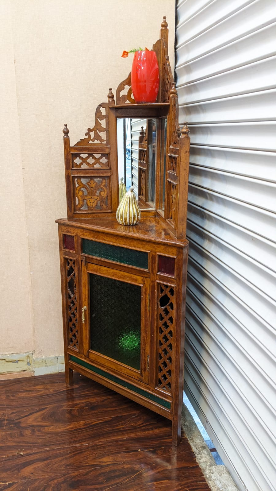Antique Pure Burma Teak Wood Display Corner