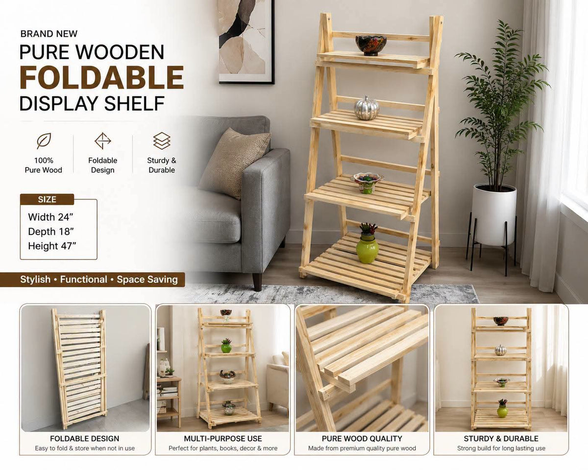 Brand New Pure Wooden Foldable Display Shelf