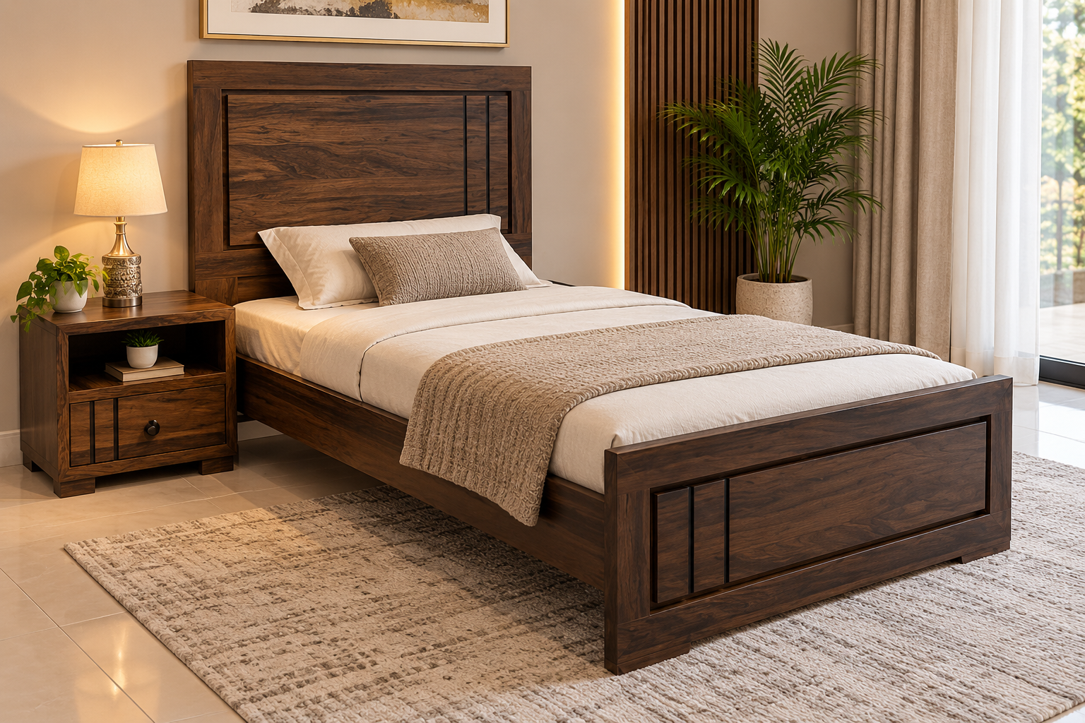 Brand New Single Bed With Side table