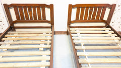Solid Oak Wood Pair Of Single Beds
