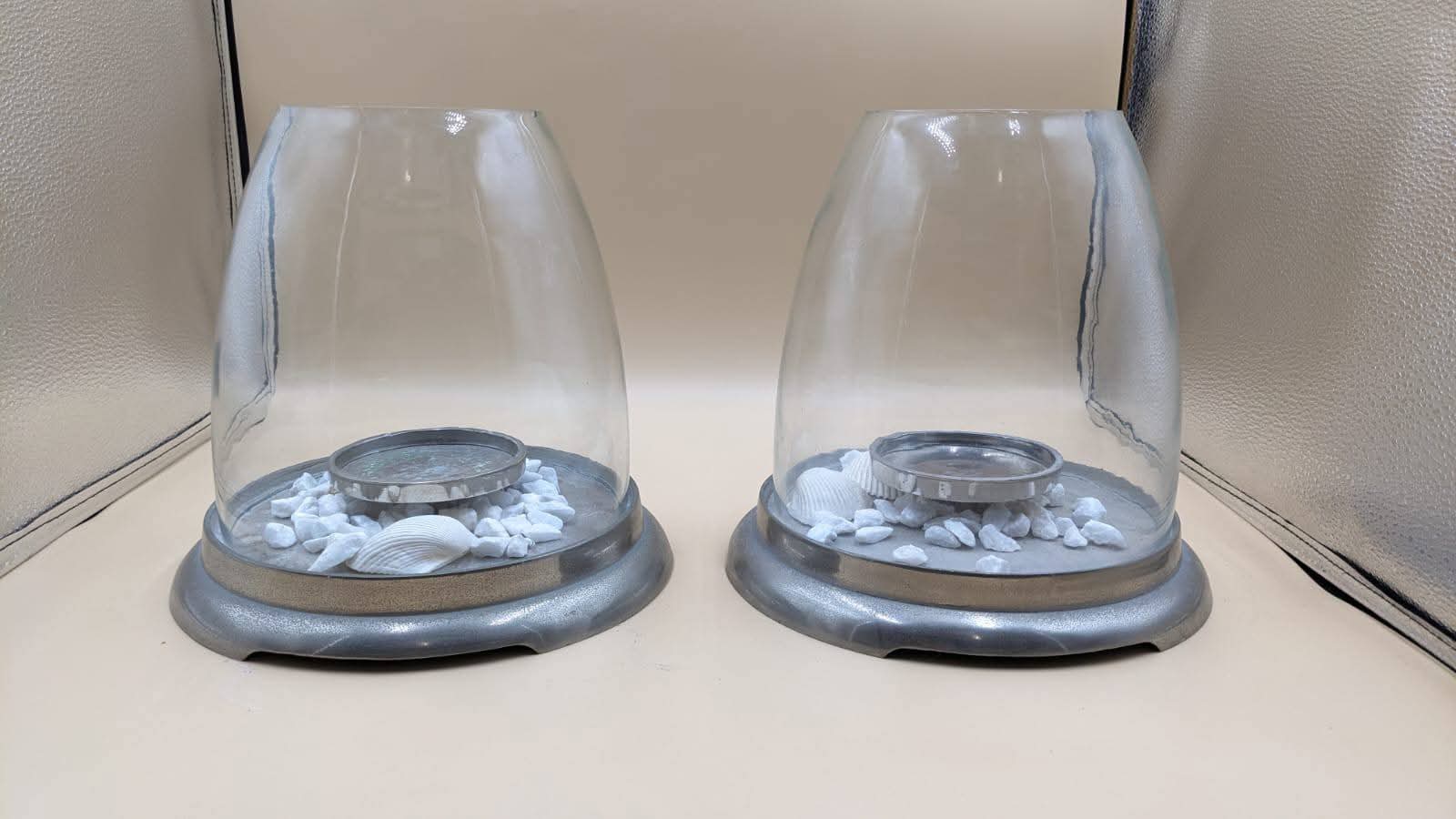 Pair Of Glass Candle Holders