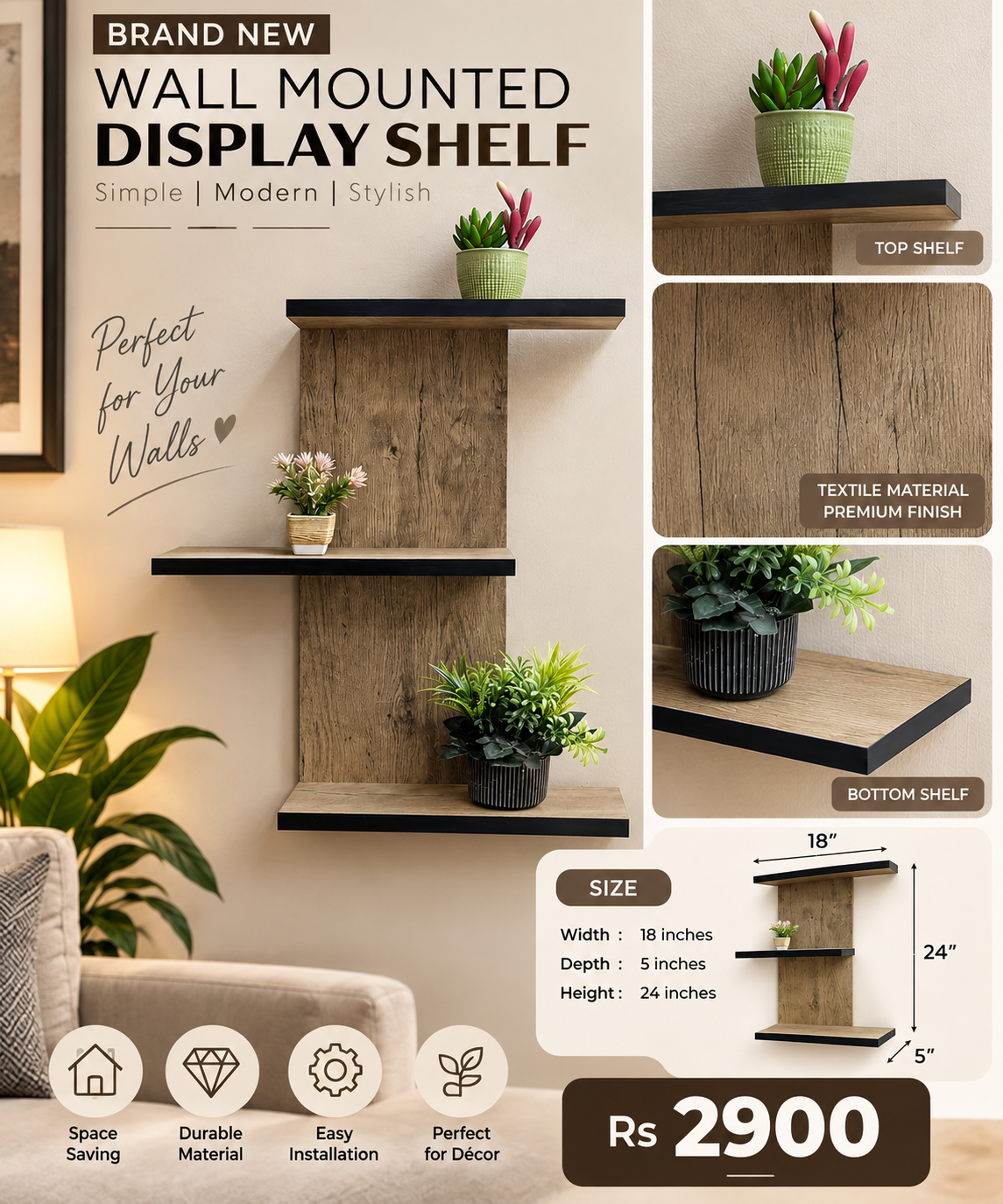 BRAND NEW WALL MOUNTED DISPLAY SHELF