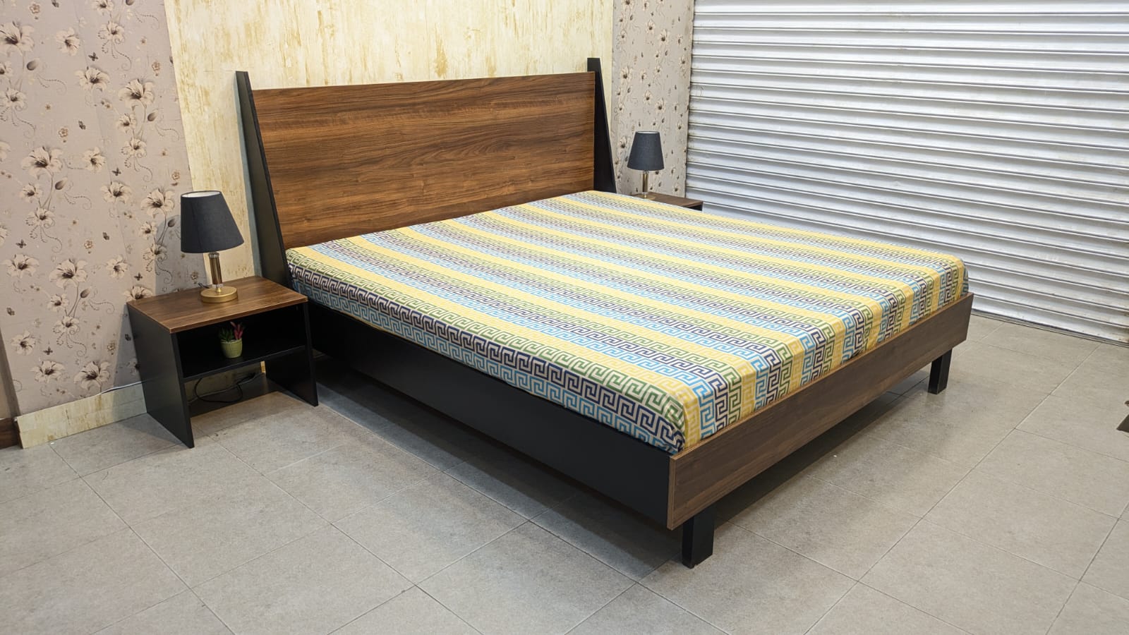 Habitt King Size Bed With 2 Side Tables and Mattress