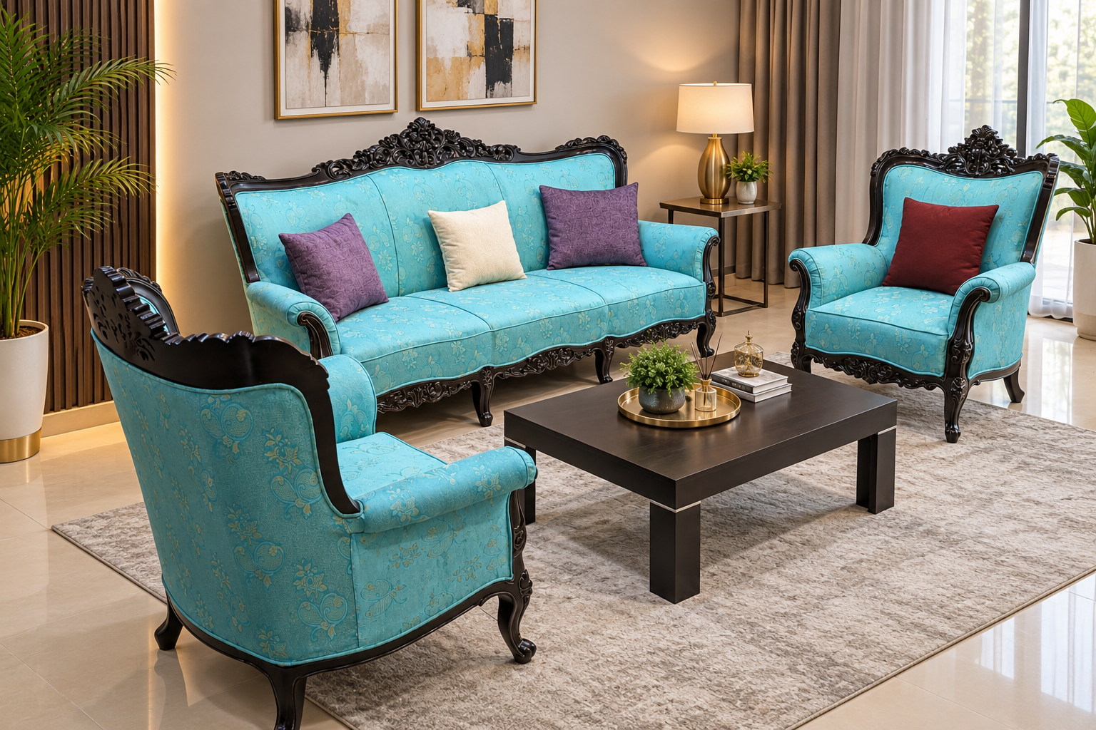 5 Seater Sofa Set Teak wood