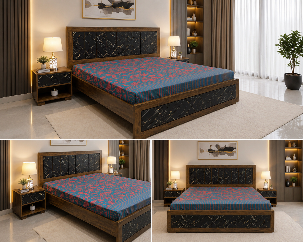 Brand New King Size Bed With 2 Side Tables