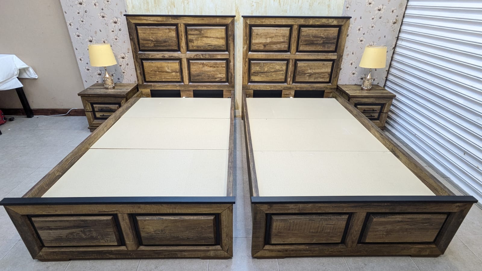 Brand New Pair Of Single Bed With 2 Side Tables