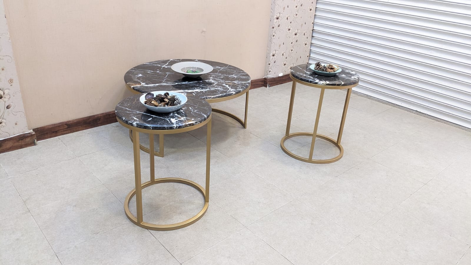 Marble Top Center and Side Tables Set