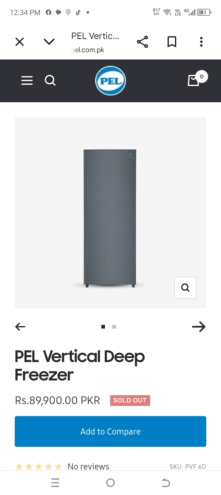 PEL Vertical Deep Freezer