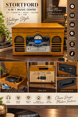 Vintage Style Retro Stortford 6 In 1 Music System