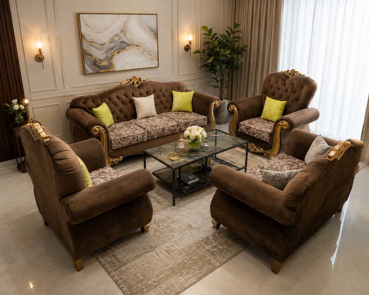 Luxurious 7 Seater Sofa Set