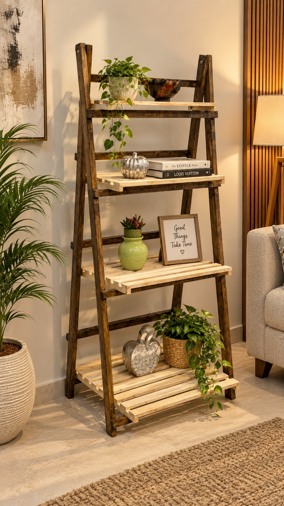 Brand New Foldable Pure wooden display shelf