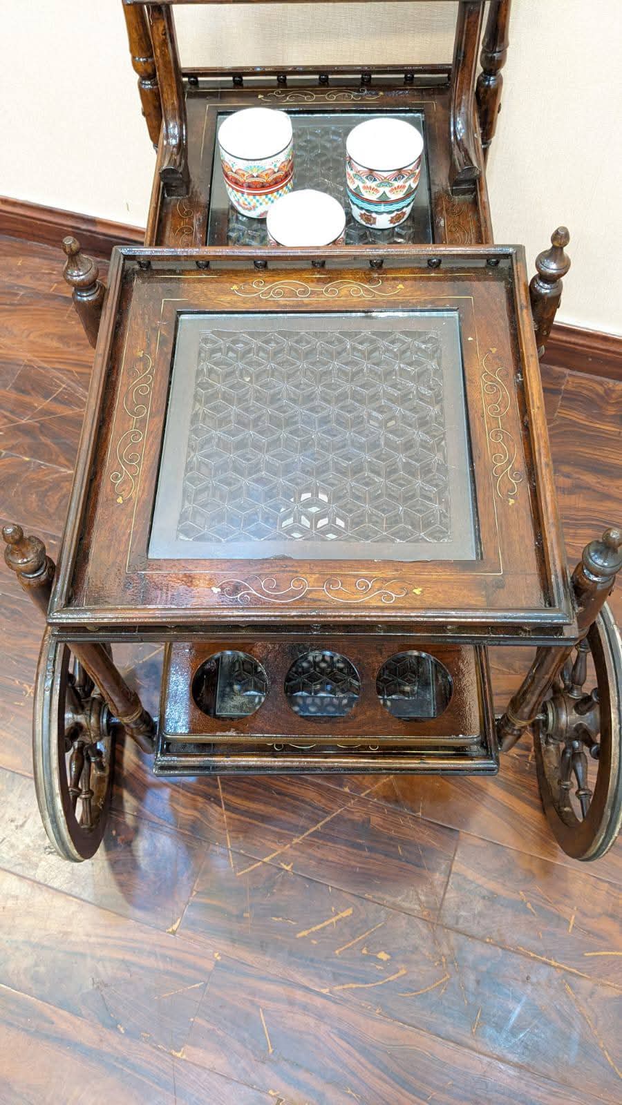 Solid Sheesham Wood Tea Trolley