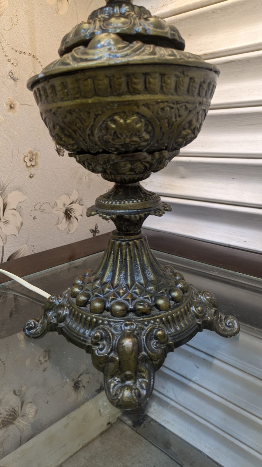 Imported Vintage Pure Silver Table Lamp
