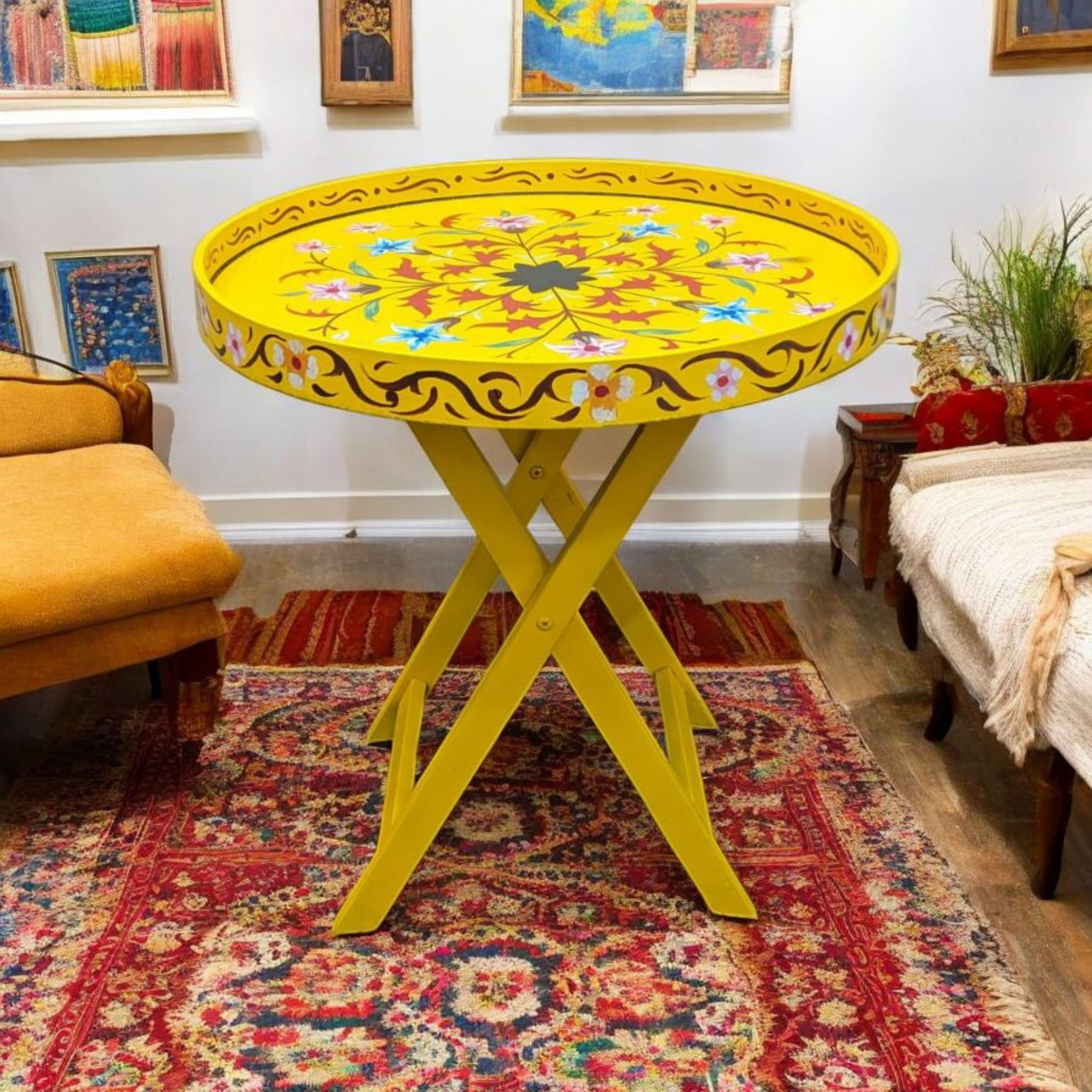 Hand Painted Foldable Corner Table