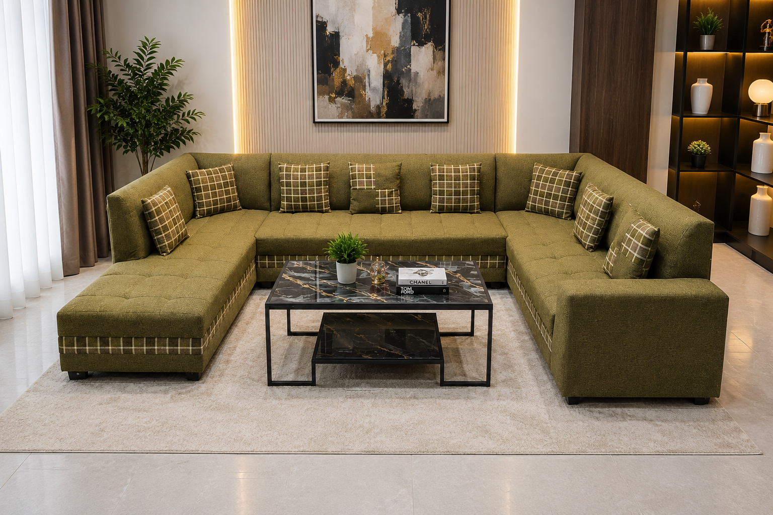 9 Seater U Shape Sofa Set