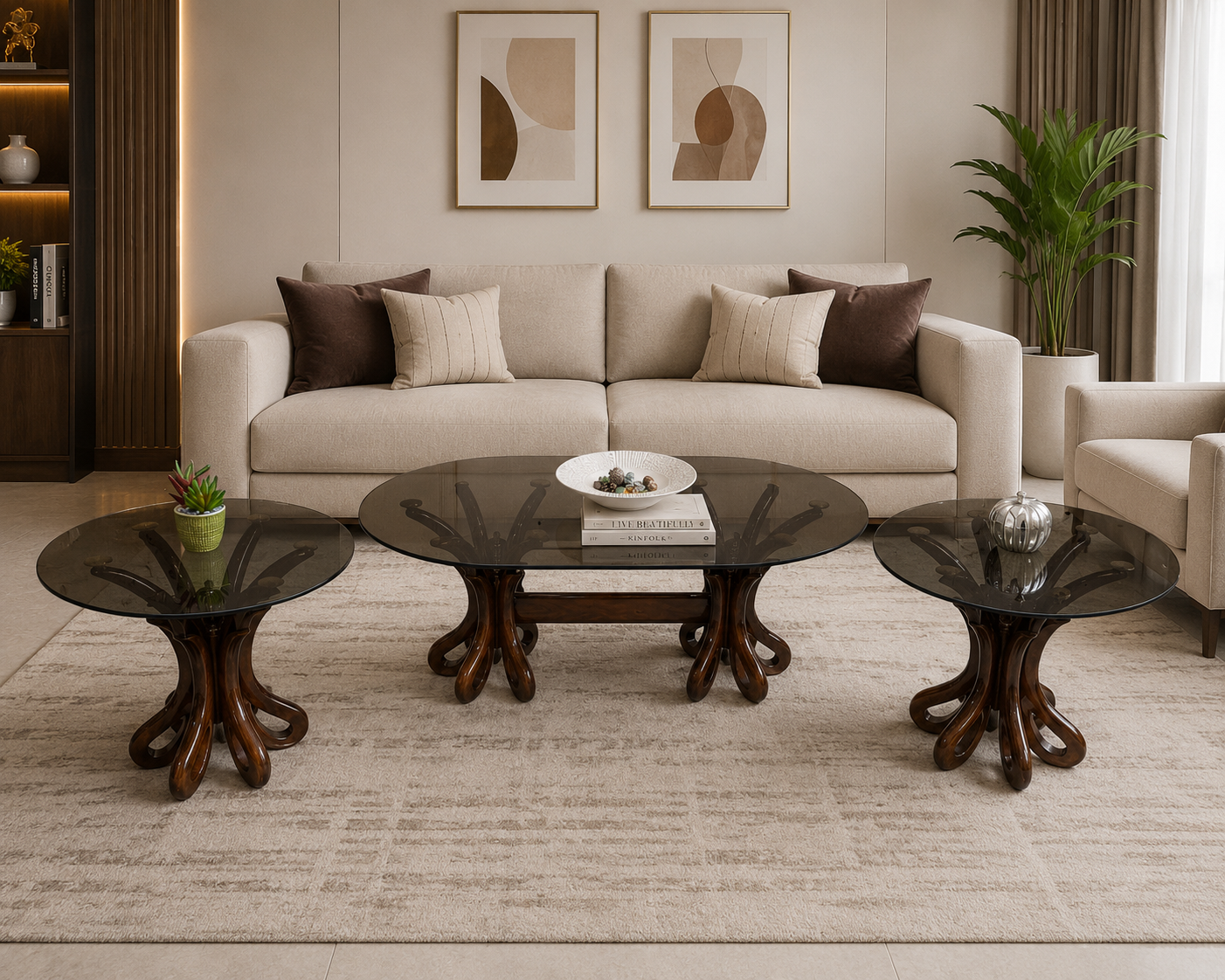 Center Table with 2 Side Tables