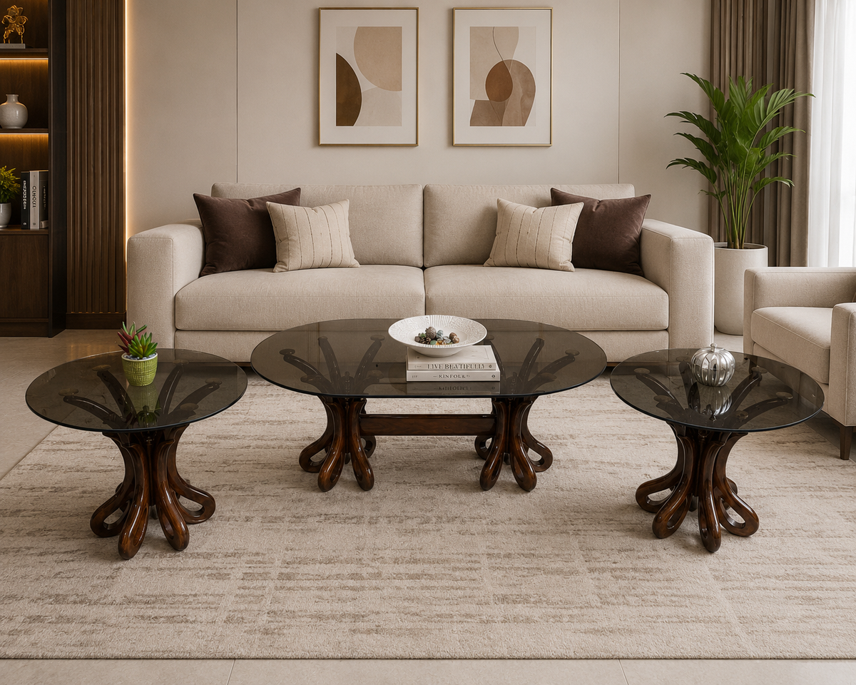 Center Table with 2 Side Tables