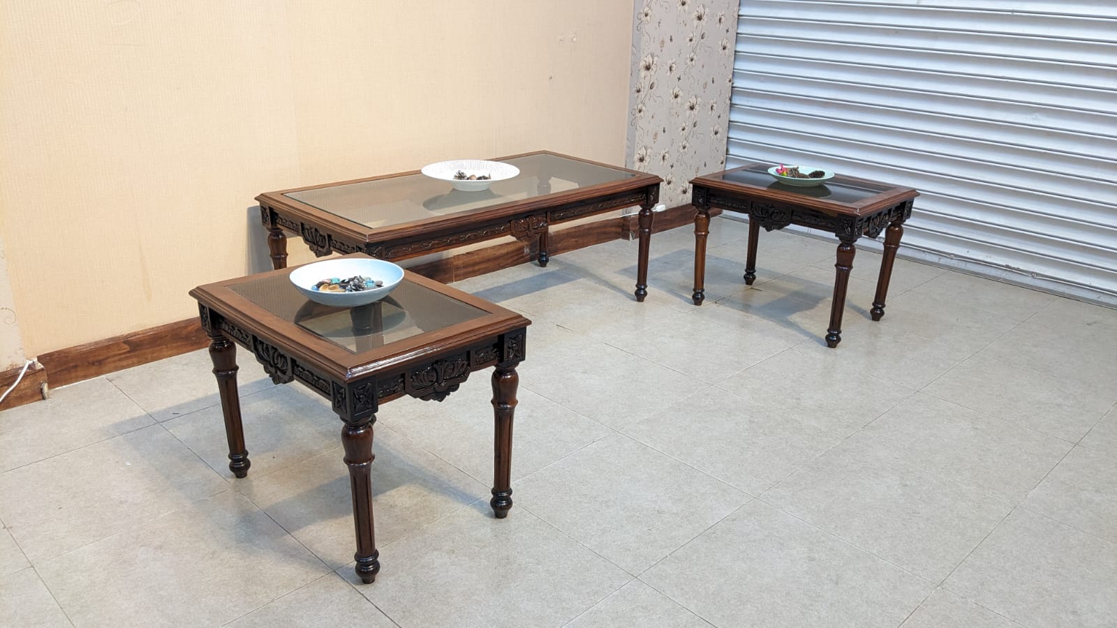 Solid Sheesham Wood Center & Side Tables Set