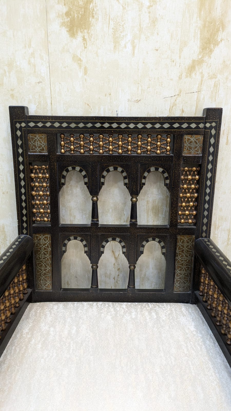 IMPORTED ANTIQUE MIDDLE EASTERN MOORISH ARMCHAIR