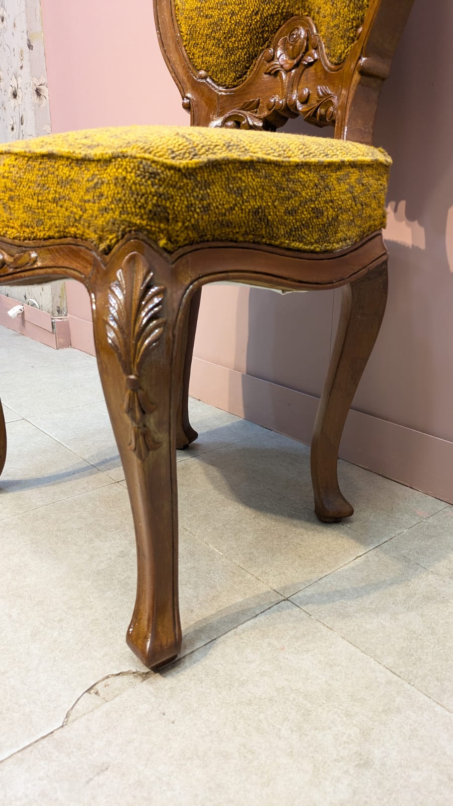 Solid Burma teak wood chair with stool