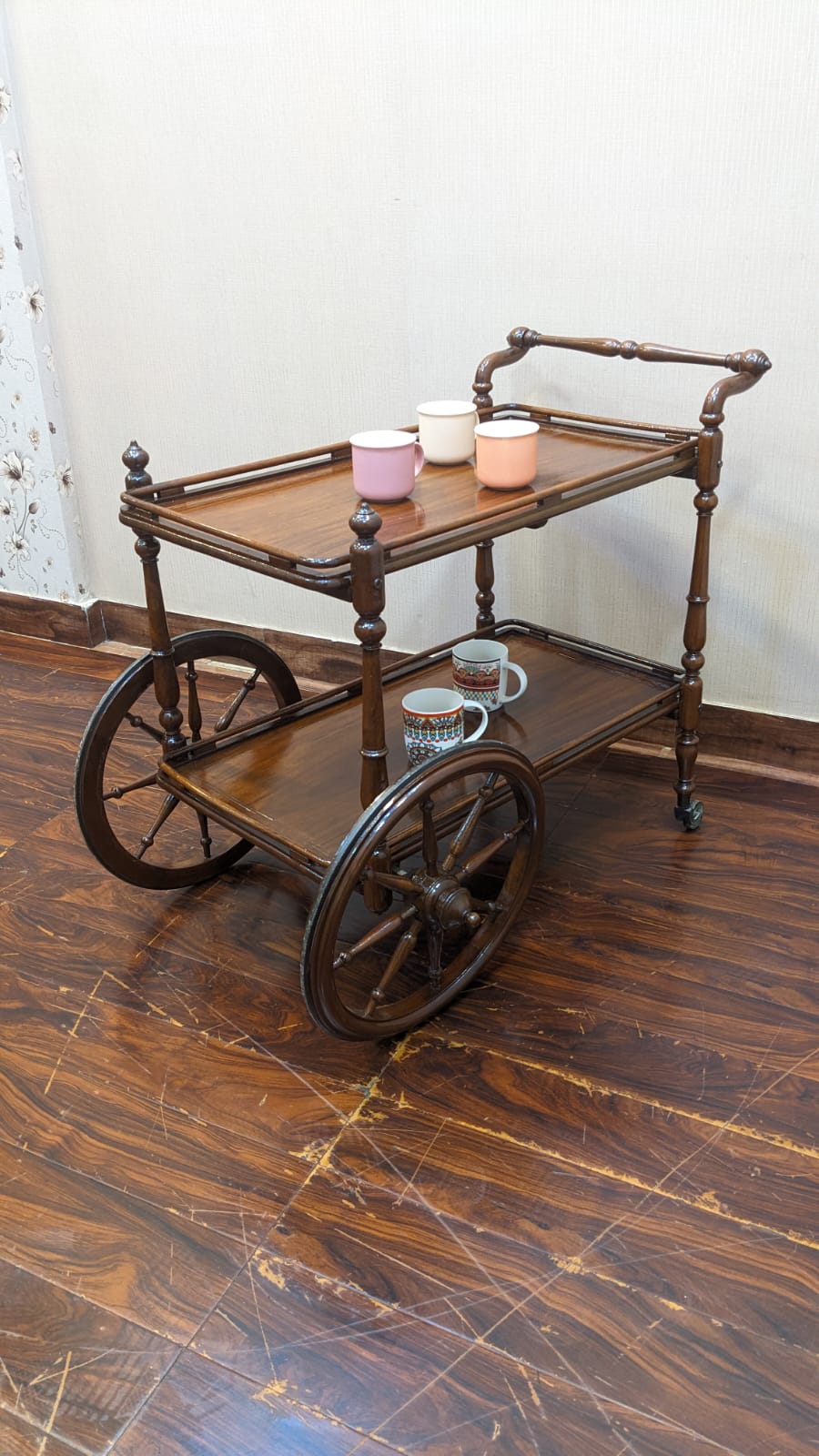 Solid Sheesham Wood Serving Cart