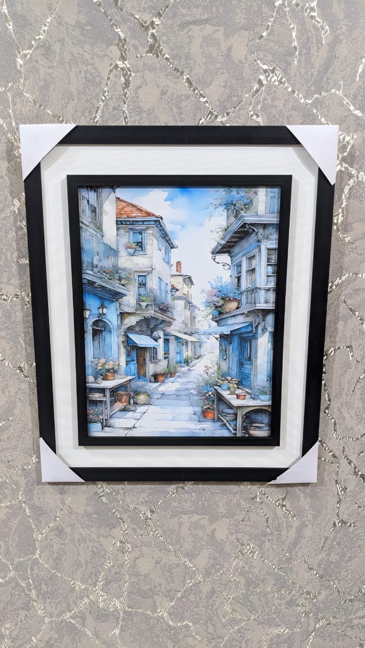 Wall Mounted Frame “Blue European Street”