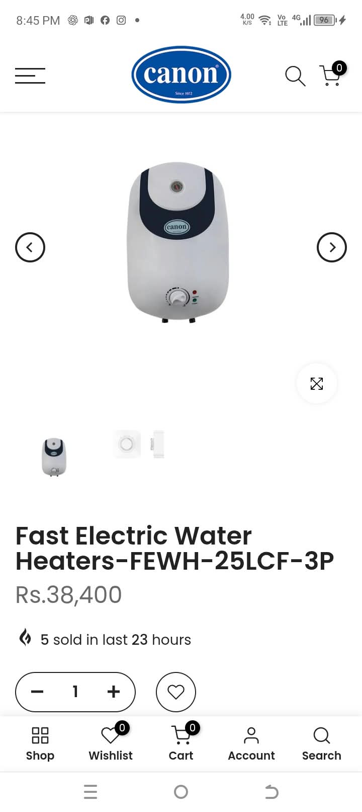 Canon Electric Geyser