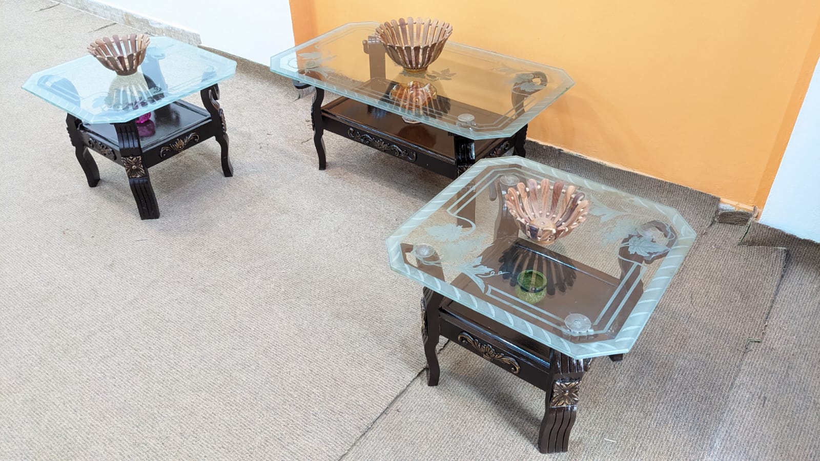Sheesham Wood Center and Side Table Set