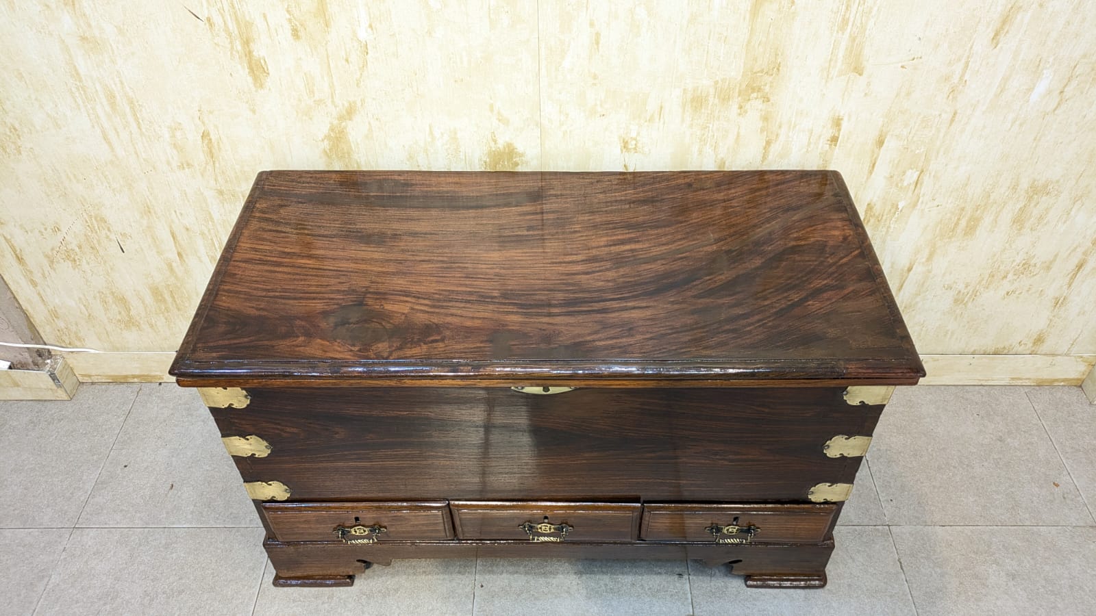 Antique Mid Century Solid Sheesham Wood Trunk