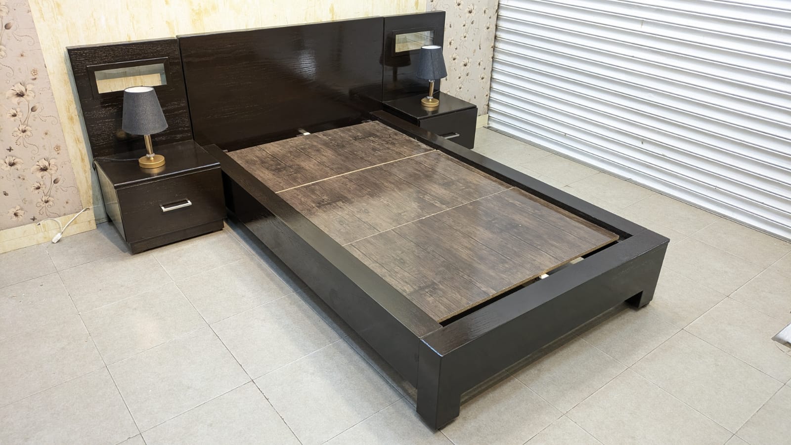 Single Bed with Mattress and 2 Side Tables