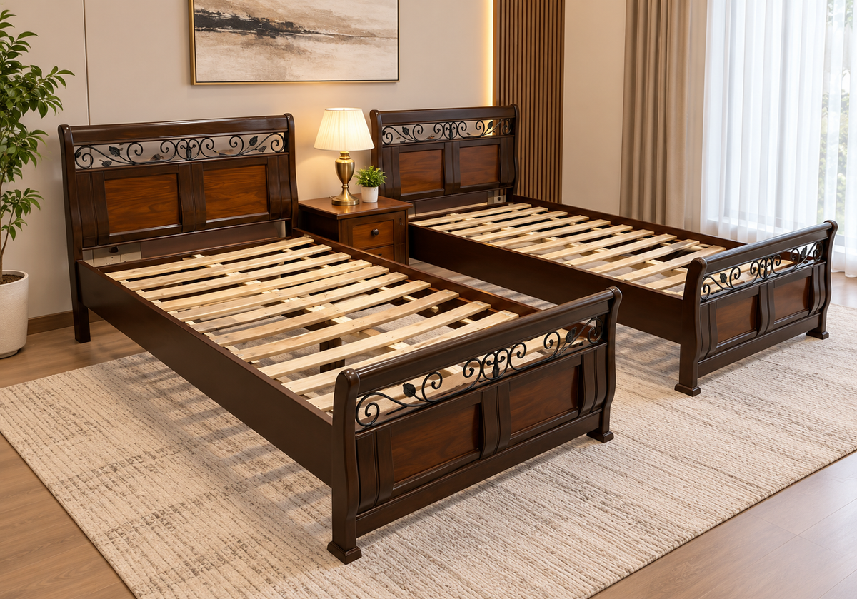Solid Sheesham Wood pair Of Single Bed