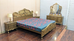 Chinioti Solid Sheesham Wood King Size Bed Set