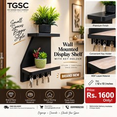 Wall Mounted Display shelf with key holder