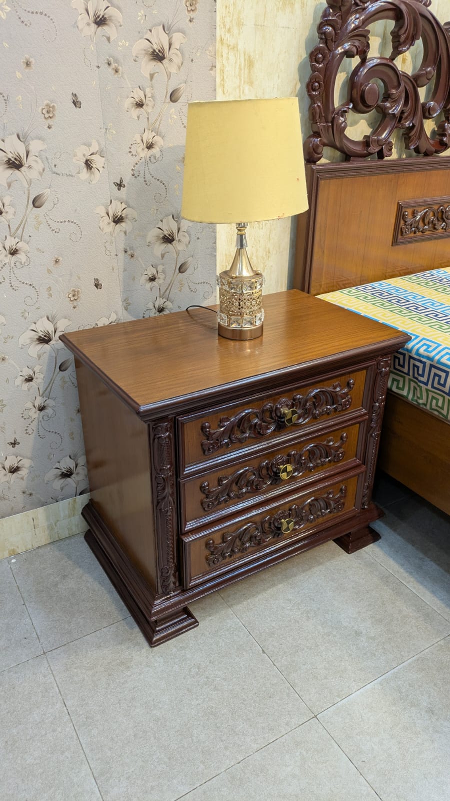 Teak Wood & Teak Ply King Size Bed Set