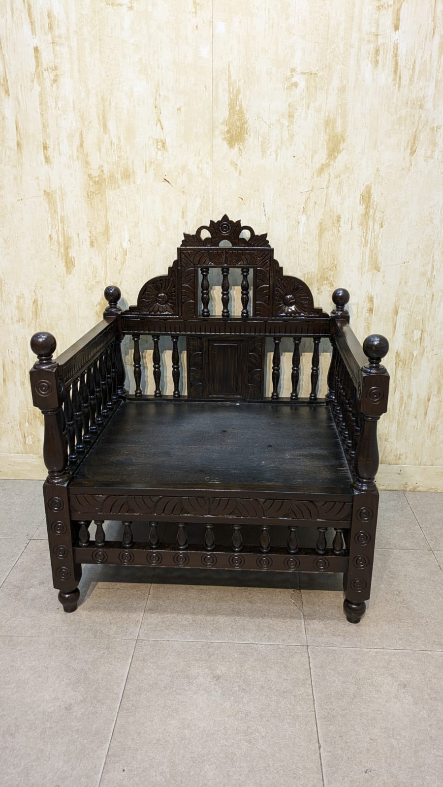 Vintage Sheesham Solid Wood 4 Seater Sofa Set