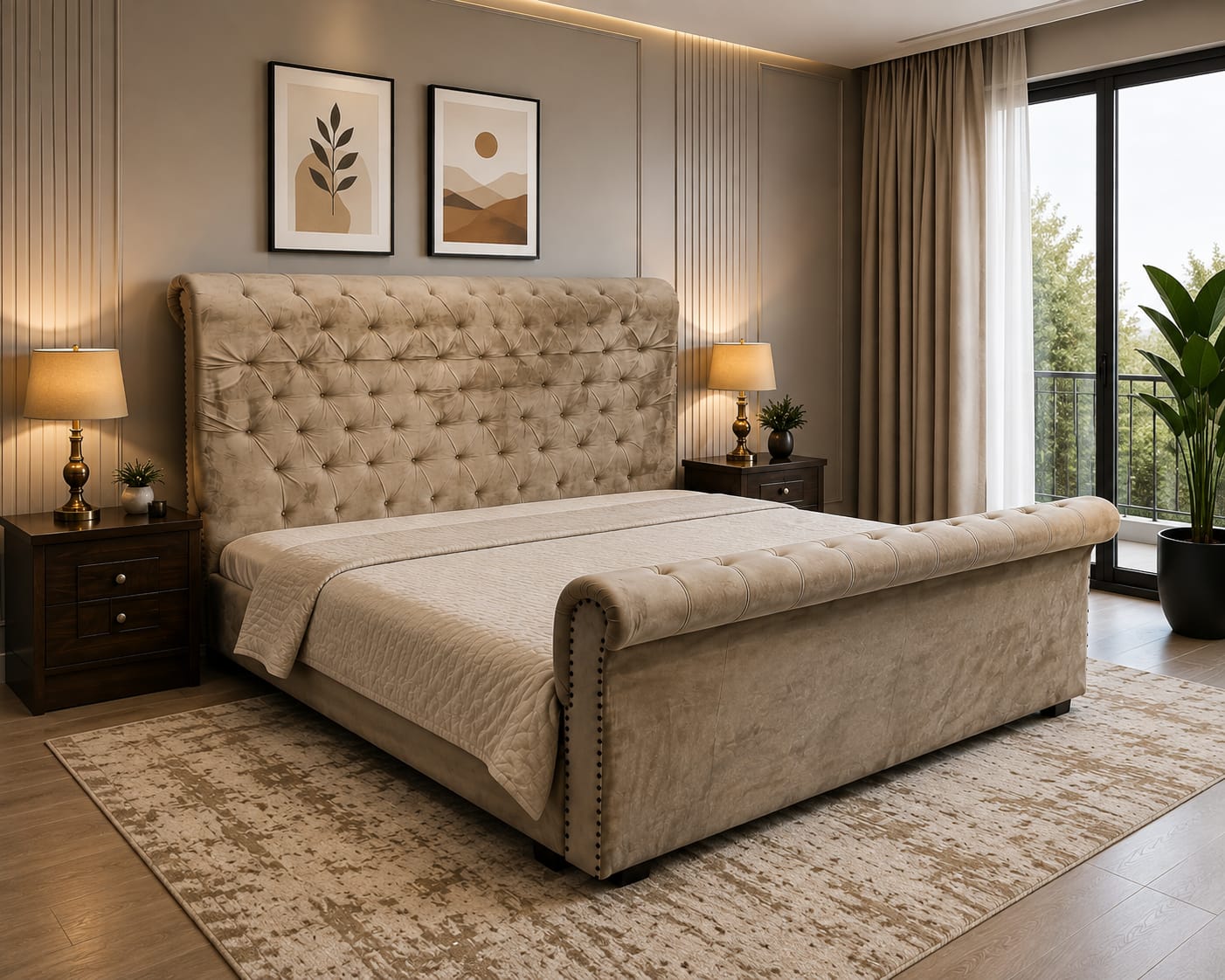 King Size Bed With 2 Side Tables