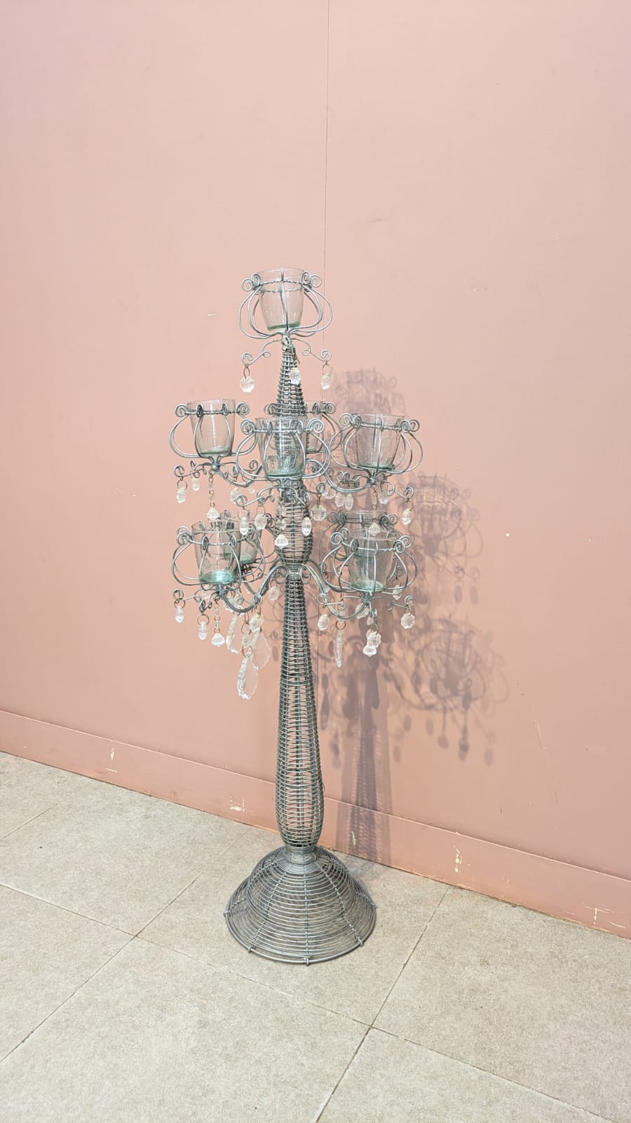 Elegant Silver-Toned Floor Candelabra