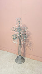 Elegant Silver-Toned Floor Candelabra