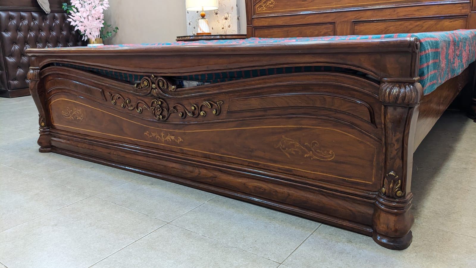 Solid Sheesham Wood King Size Bed Set