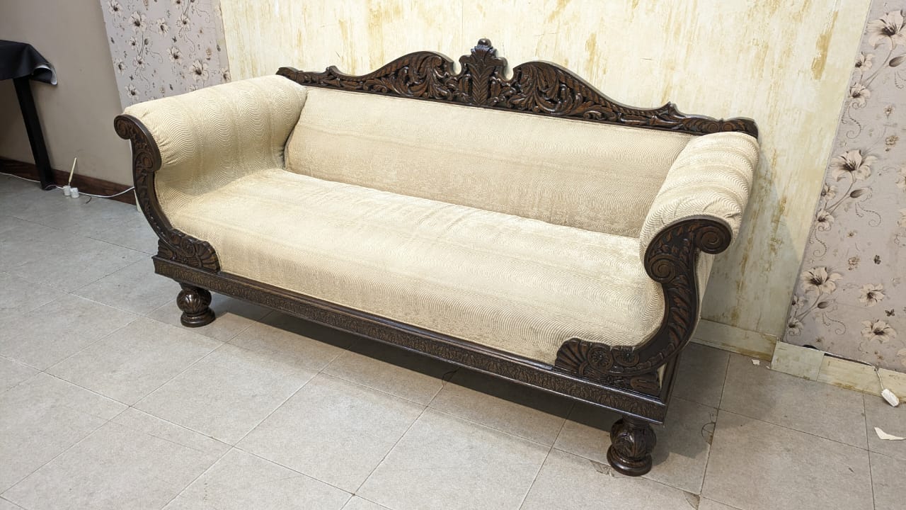 SOLID SHEESHAM WOOD 3-SEATER SOFA