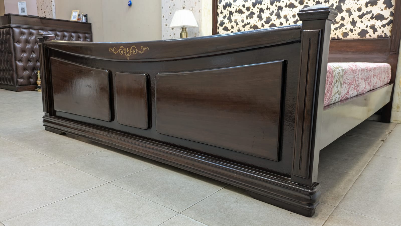 Sheesham Wood King Size Bed With 1 Side Table