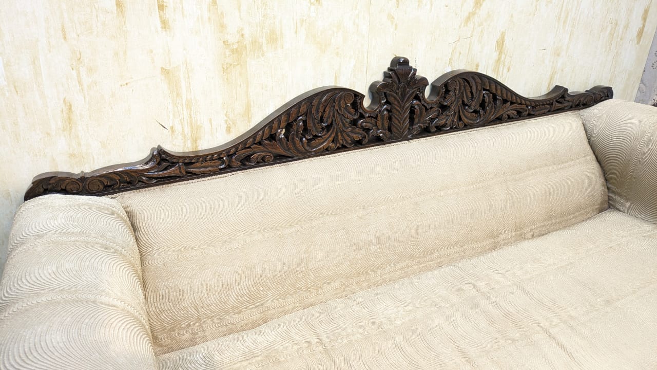 SOLID SHEESHAM WOOD 3-SEATER SOFA