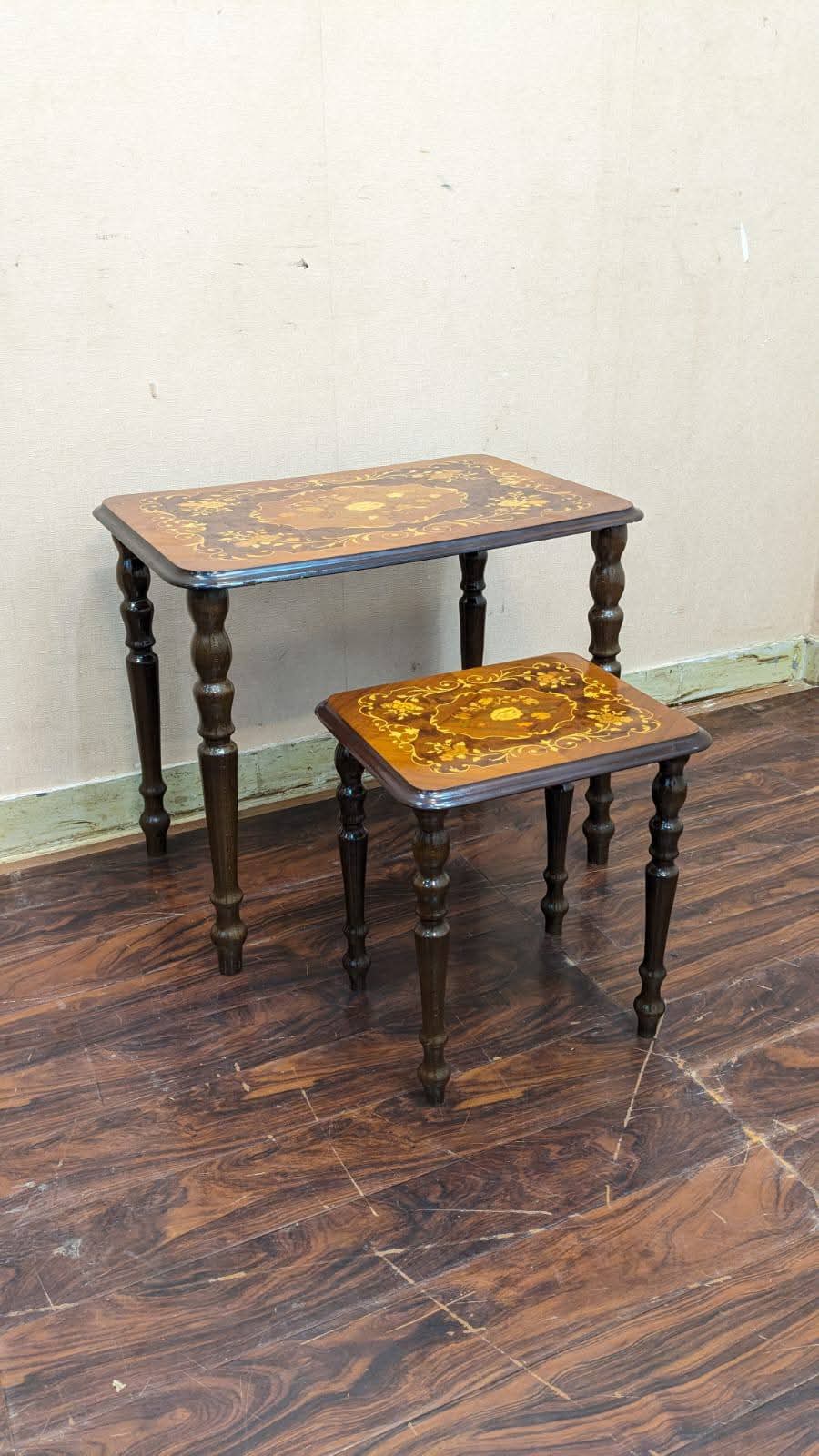 🔥Antique Imported Italian🔥 Nesting Wooden Modern Marquetry Classic Table