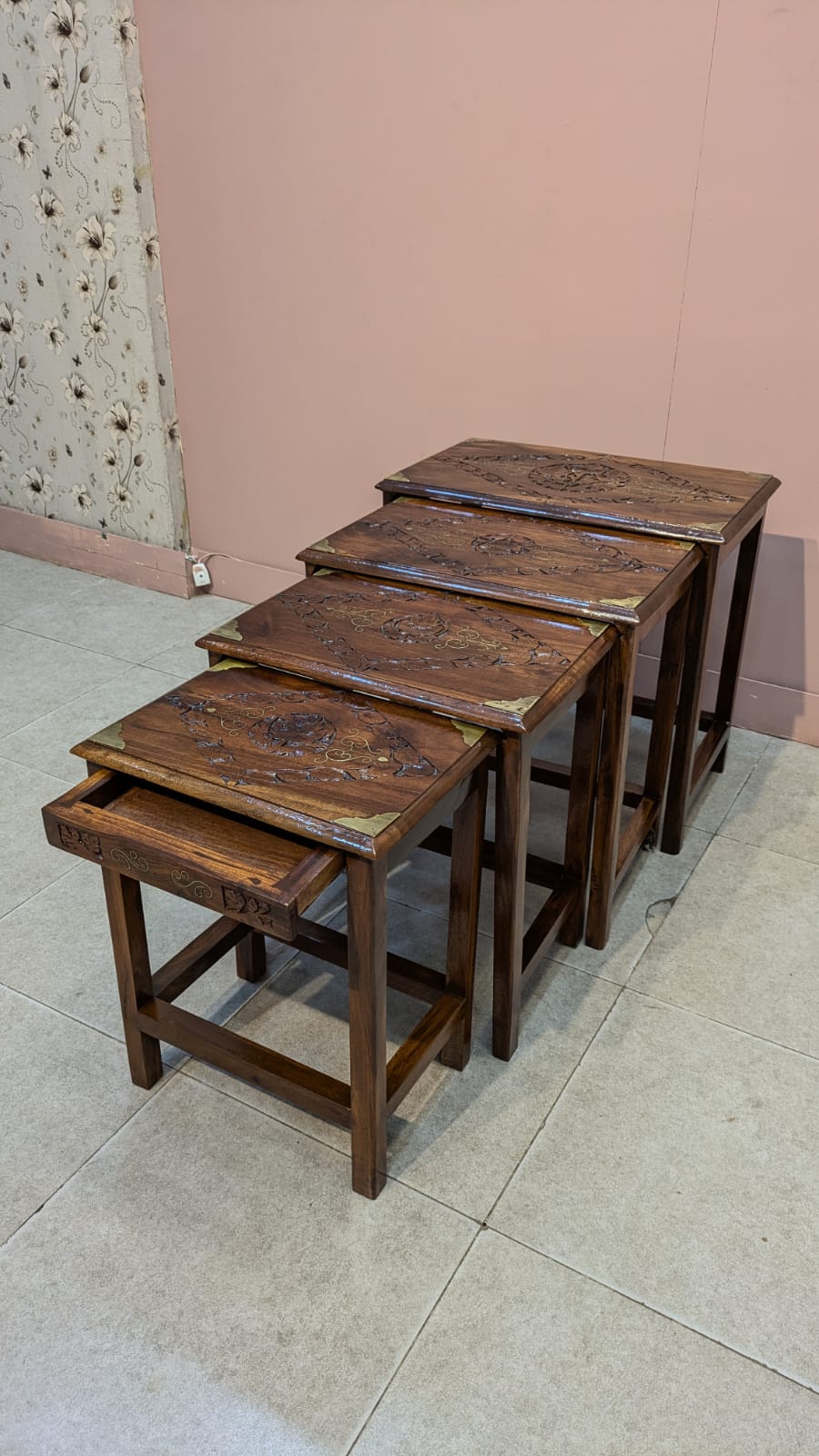 Solid Sheesham Wood Nesting Table