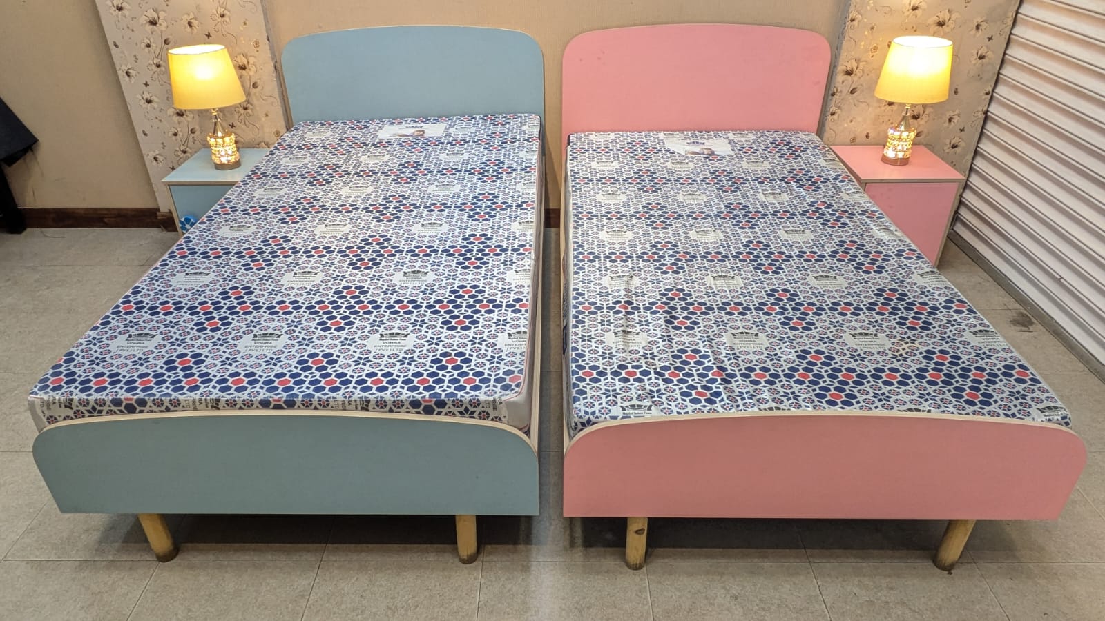 Habitt Pair of Single Beds with Side Tables and Mattress