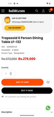 Habitt Trapezoid 6 Person Dining Table